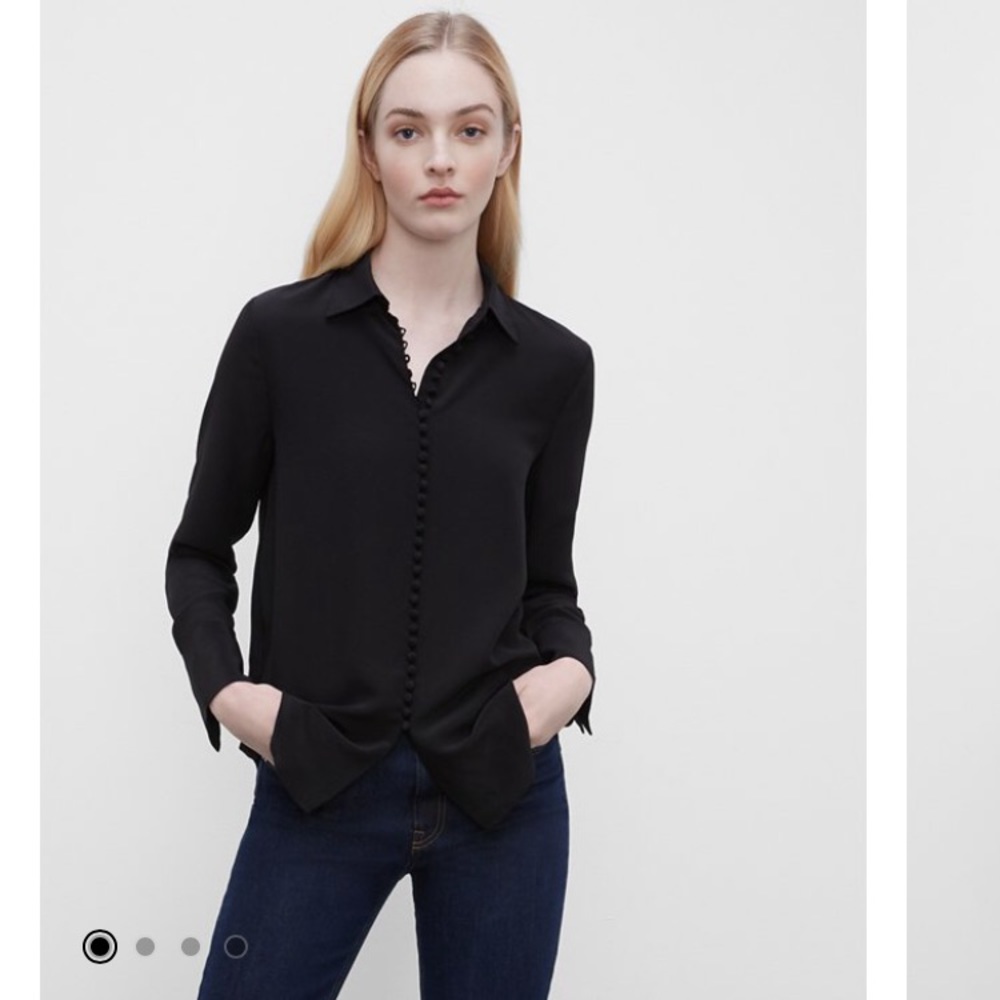 Club Monaco Helek Black Silk Button Down Blouse